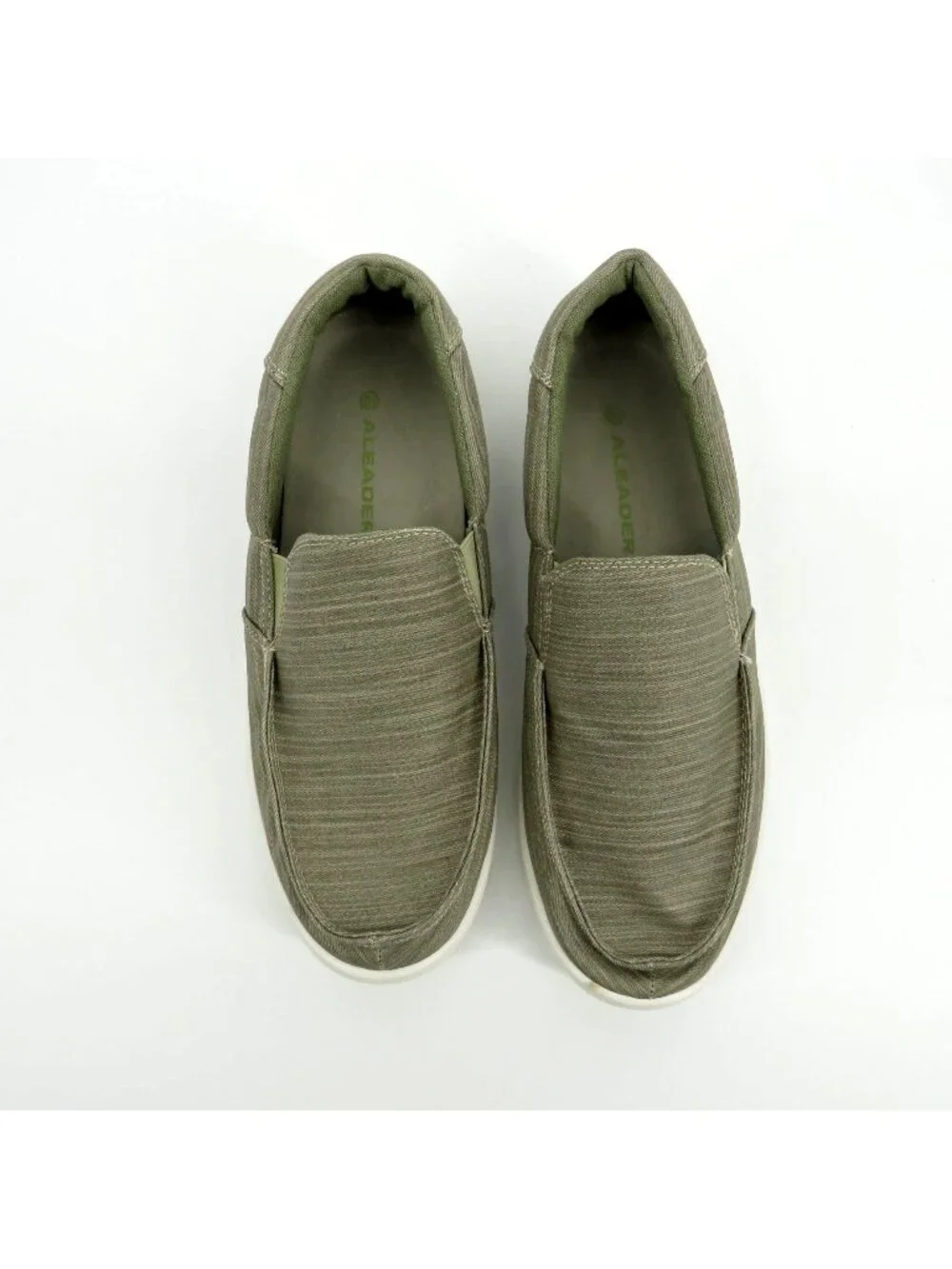 Aleader Mens  Slip-On Loafers Olive Green Canvas Shoes Size 10